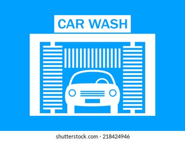 Car wash icon on blue background
