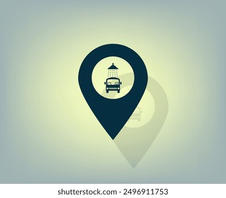 Car wash icon on map pointer.