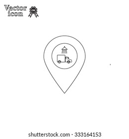 Car wash icon on map pointer.