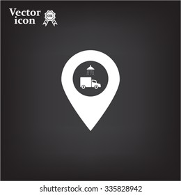 Car wash icon on map pointer.