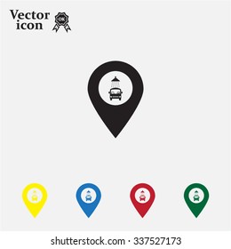 Car wash icon on map pointer.