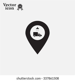 Car wash icon on map pointer.