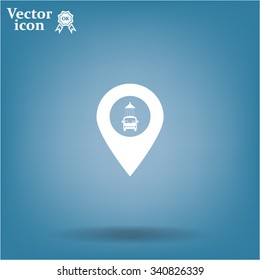 Car wash icon on map pointer.