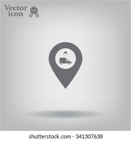 Car wash icon on map pointer.