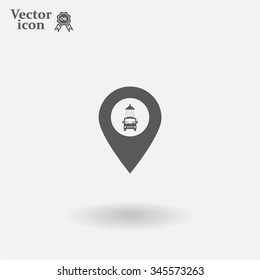 Car wash icon on map pointer.