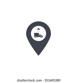 Car wash icon on map pointer.