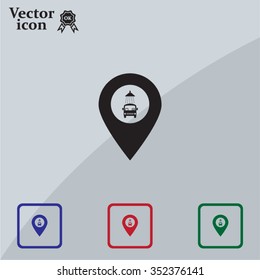 Car wash icon on map pointer.