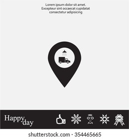 Car wash icon on map pointer.