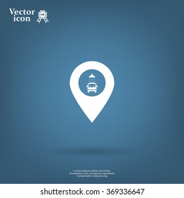 Car wash icon on map pointer.