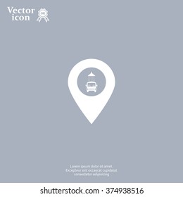 Car wash icon on map pointer.