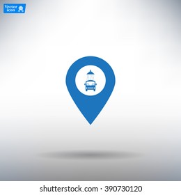 Car wash icon on map pointer.