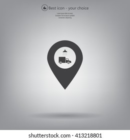 Car wash icon on map pointer.