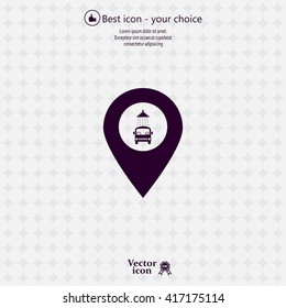 Car wash icon on map pointer.