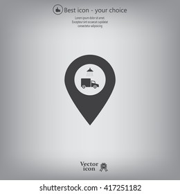 Car wash icon on map pointer.