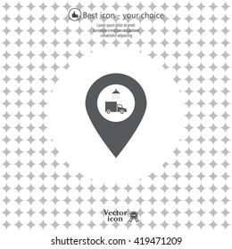 Car wash icon on map pointer.