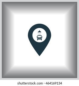Car wash icon on map pointer.