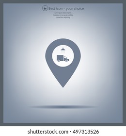 Car wash icon on map pointer.