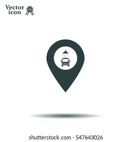 Car wash icon on map pointer.