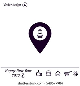 Car wash icon on map pointer.