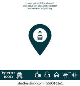 Car wash icon on map pointer.