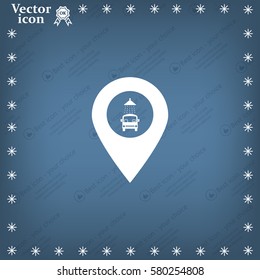 Car wash icon on map pointer.