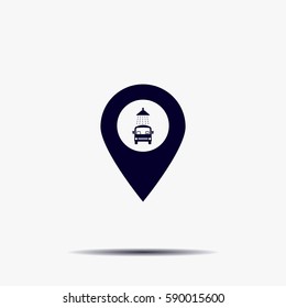 Car wash icon on map pointer.