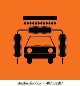 Car wash icon. Orange background with black. Vector illustration.