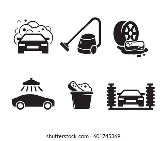 Car wash icon set