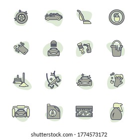 Car wash icon set for web sites and user interface