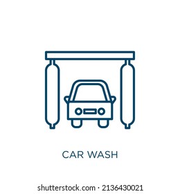 car wash icon. Thin linear car wash outline icon isolated on white background. Line vector car wash sign, symbol for web and mobile