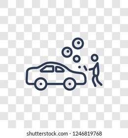 Car wash icon. Trendy linear Car wash logo concept on transparent background from cleaning collection