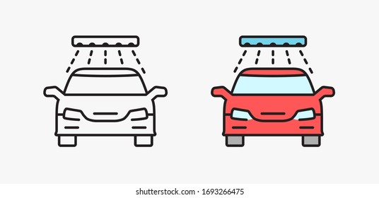 Car wash icon. Vector linear illustration in a flat style.