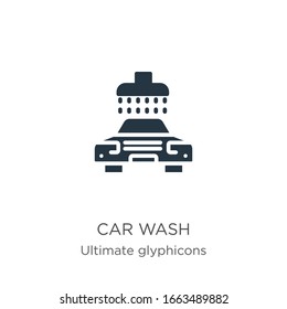 Vector de icono de lavado de coches. Icono moderno de lavado de coches plano de la última colección de glifos aislados en fondo blanco. La ilustración vectorial se puede utilizar para diseño gráfico web y móvil, logotipo, eps10