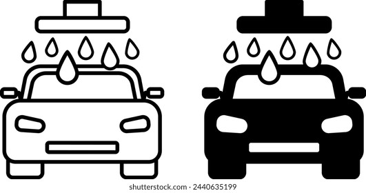 Car Wash Icons. Black and White Vector Icons of Vehicle Washing Process. Car service concept