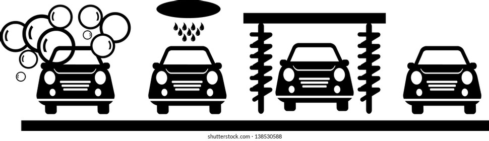 Car wash icons set