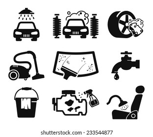 Car wash icons set