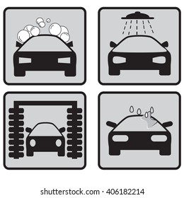 Car wash icons set - vector