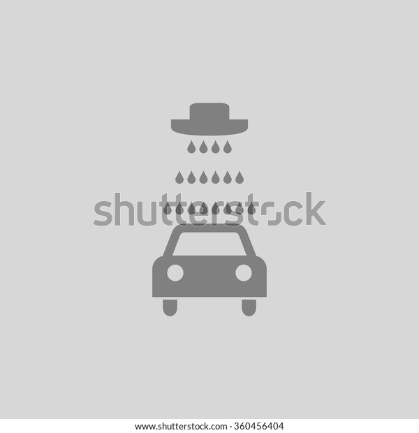 Car wash icons set - vector - Grey flat icon\
on gray background