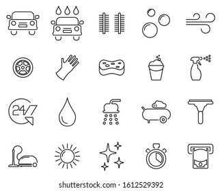 Car Wash Icons Thin Line Set Big