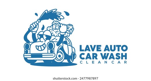 car wash illustration character cartoon logo vector