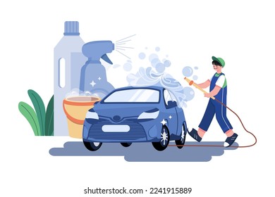 Car Wash Illustration concept on white background