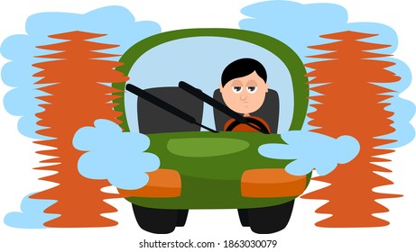 Car wash, illustration, vector on white background.