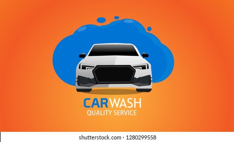 Car wash isolated. Vector emblem for car cleaning services.