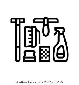carro lavar kit acessório linha ícone vetor. carro lavar kit sinal acessório. isolado contorno símbolo ilustração preta