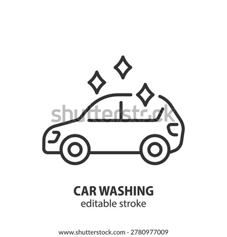Car wash line icon. Auto cleaning and vehicle care symbol. Automotive maintenance service concept. Vector illustration. Editable stroke.