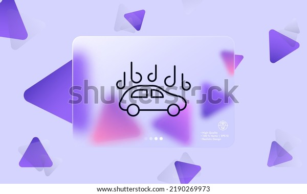 Car wash line icon. Clean, road traffic,
water, detergent, steam, drive, seats, salon, tire fitting,
cleanser. Service concept. Glassmorphism style. Vector line icon
for Business and
Advertising.