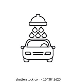Car wash line icon. Vector black icon isolated on white background.