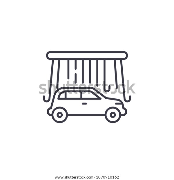 Car wash linear icon concept. Car wash line\
vector sign, symbol,\
illustration.