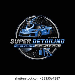 Car wash logo, auto detailing logo design template