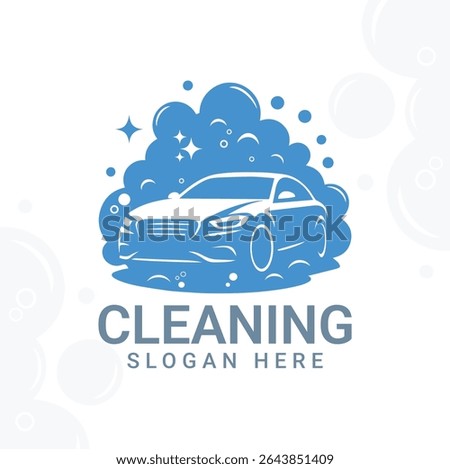 Car Wash Logo with Bubbles and a Car